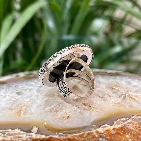 🐉 Abalone Shell Dragon and Lion Ring 🦁 in Sterling Silver Sz.7 - Picture 6 of 14